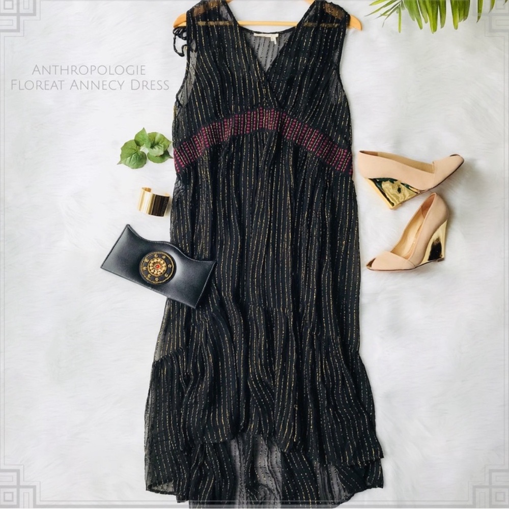 Anthropologie Floret Gypsy Shimmer Dress size 12